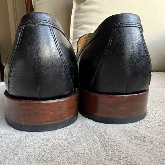 Johnston Murphy Black Leather Slip On Penny Loafer Men 11 Casual Classic Preppy - Picture 9 of 16